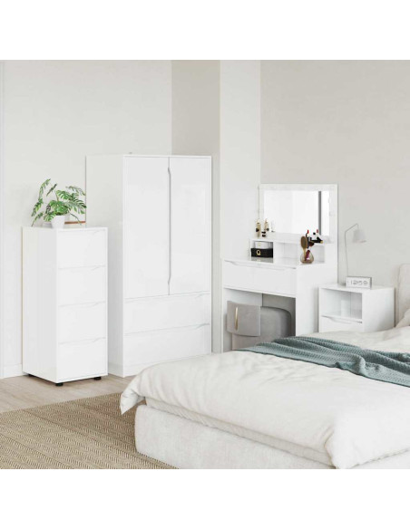 Armadio Bianco Lucido 40 x 48 x 105 cm Legno multistrato