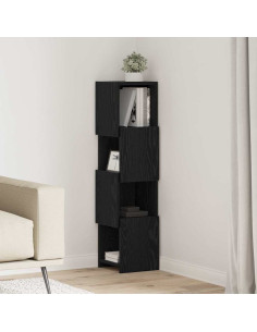 Mobile angolare Rovere Nero 25,5x25x102cm Legno multistrato