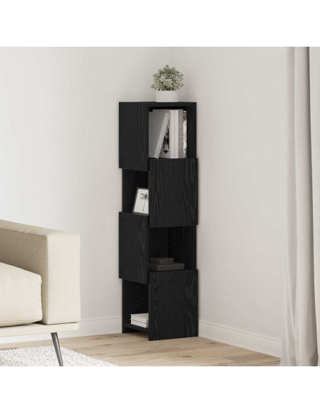 Mobile angolare Rovere Nero 25,5x25x102cm Legno multistrato