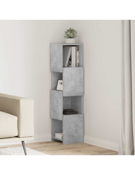 Mobile angolare Grigio cemento 25,5x25x102cm Legno multistrato