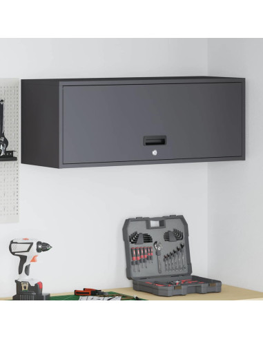 Armadio a muro per garage Nero 90 x 33 x 35 cm