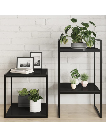 Ripiani per Libreria 8pz Nero Lucido 40x40x1,5cm Multistrato