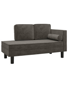 Sdraio con Cuscini e Capezzale Grigio Scuro in Velluto