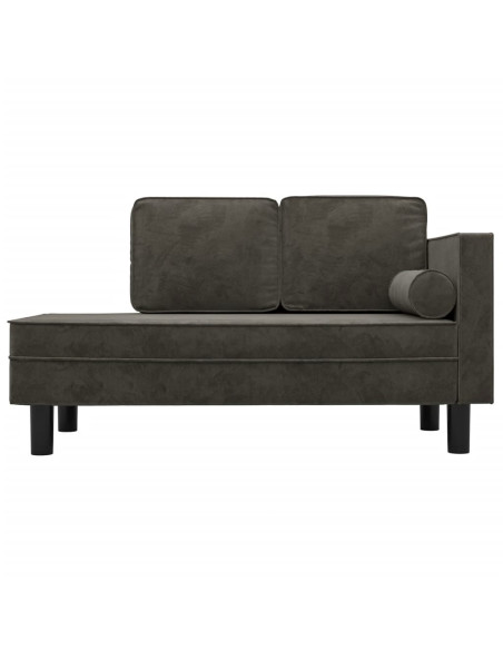 Sdraio con Cuscini e Capezzale Grigio Scuro in Velluto