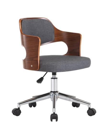 Sedia da Ufficio Girevole Grigia in Legno Piegato e Similpelle