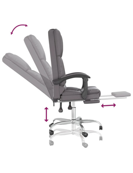 Poltrona da Ufficio Massaggiante Reclinabile Grigio Similpelle