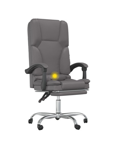 Poltrona da Ufficio Massaggiante Reclinabile Grigio Similpelle