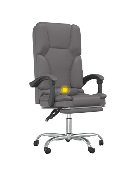 Poltrona da Ufficio Massaggiante Reclinabile Grigio Similpelle