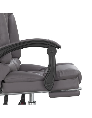 Poltrona da Ufficio Massaggiante Reclinabile Grigio Similpelle