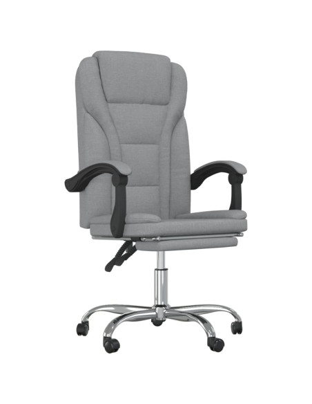 Poltrona da Ufficio Reclinabile Grigio Chiaro in Tessuto