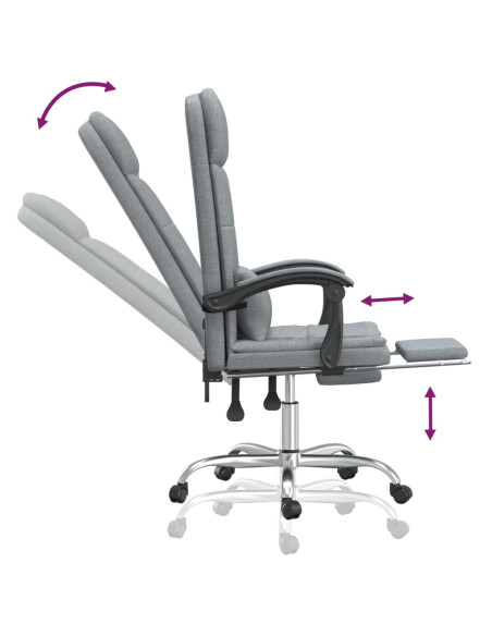 Sedia da Ufficio Massaggio Reclinabile Grigio chiaro in Tessuto