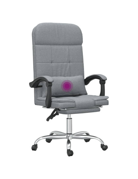 Sedia da Ufficio Massaggio Reclinabile Grigio chiaro in Tessuto