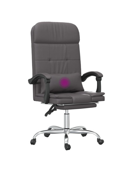 Poltrona da Ufficio Massaggiante Reclinabile Grigio Similpelle