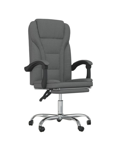 Poltrona da Ufficio Reclinabile Grigio Scuro in Tessuto