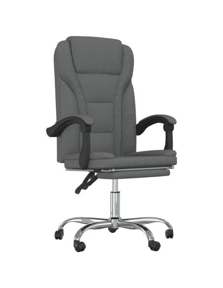 Poltrona da Ufficio Reclinabile Grigio Scuro in Tessuto