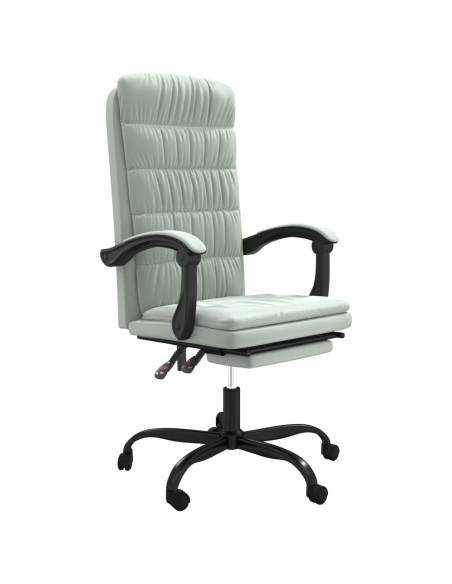 Poltrona da Ufficio Reclinabile Grigio Chiaro in Velluto