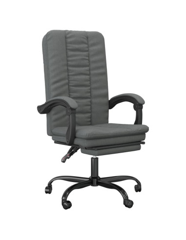 Sedia da Ufficio Reclinabile Grigio Scuro in Tessuto