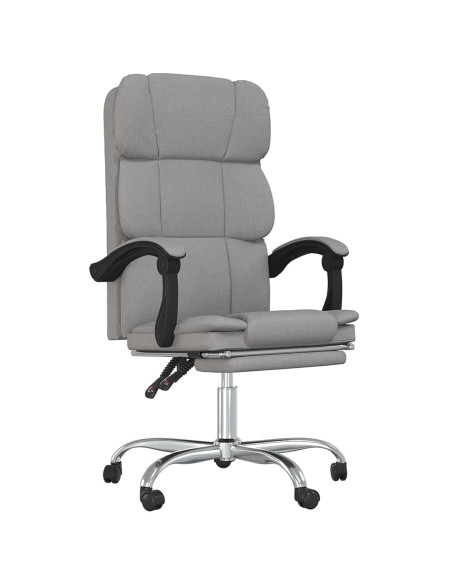Poltrona da Ufficio Reclinabile Grigio Chiaro in Tessuto