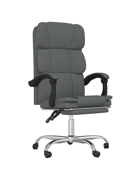 Poltrona da Ufficio Reclinabile Grigio Scuro in Tessuto