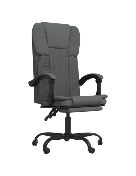 Sedia da Ufficio Reclinabile Grigio Scuro in Tessuto