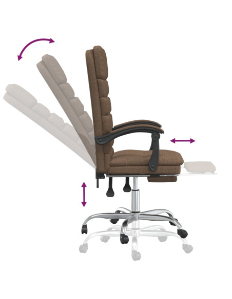 Sedia da Ufficio Massaggio Reclinabile Marrone in Tessuto