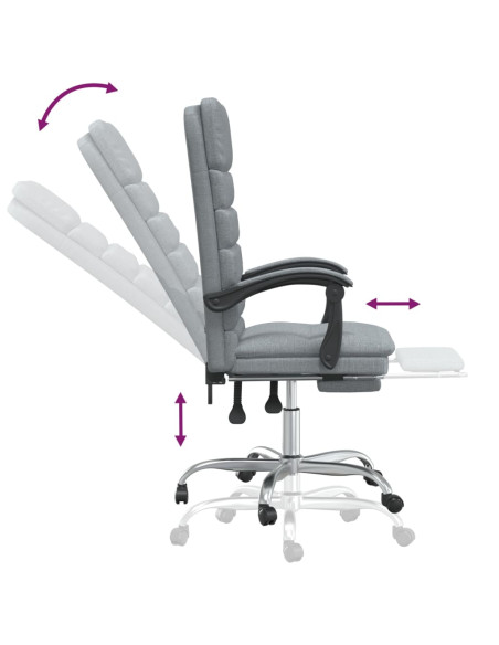 Sedia da Ufficio Massaggio Reclinabile Grigio chiaro in Tessuto