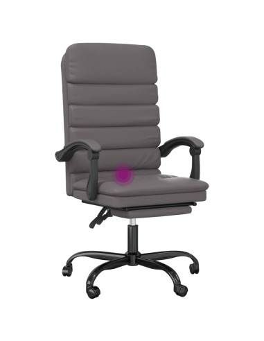 Poltrona da Ufficio Massaggiante Reclinabile Grigio Similpelle