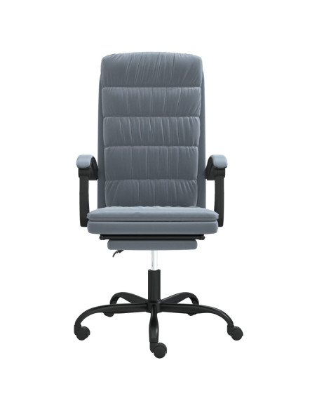 Sedia da Ufficio Reclinabile Grigio Scuro in Velluto