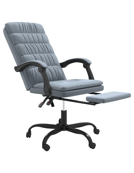 Sedia da Ufficio Reclinabile Grigio Scuro in Velluto