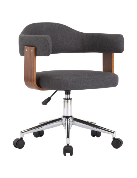 Sedia da Ufficio Girevole Grigia in Legno Piegato e Tessuto