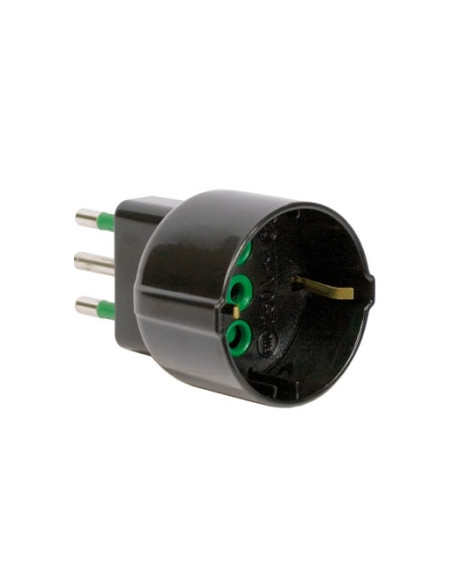 ADATTATORE LINK PRESA TEDESCA BIPOLARE(SHUKO) E SPINA ITALIANA ELETTRICA TRIPOLARE 10 A - NERO - F82121