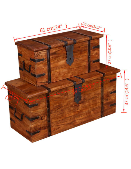 Set Bauli 2 pz in Legno Massello