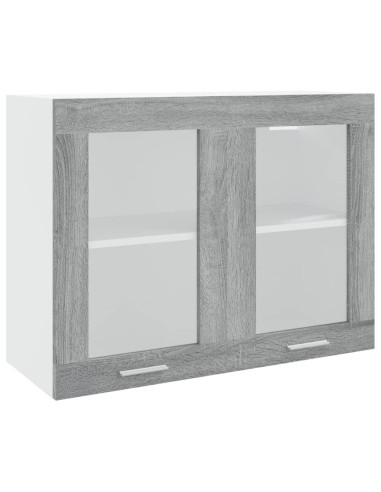 Pensile “Lyon” Grigio Sonoma 80x31x60 cm Vetro e