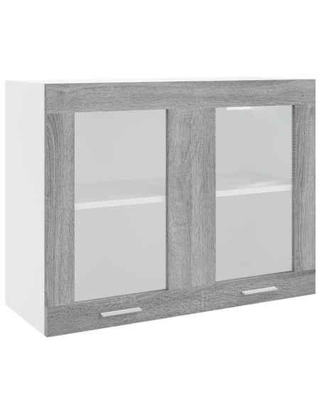 Pensile “Lyon” Grigio Sonoma 80x31x60 cm Vetro e