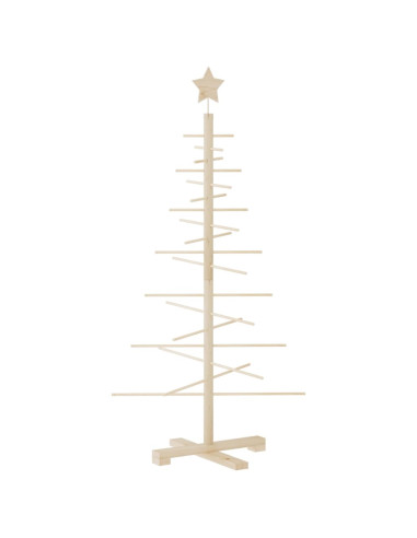 Albero di Natale Decorativo in Legno 125 cm Legno Massello Pino