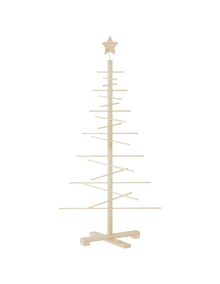 Albero di Natale Decorativo in Legno 125 cm Legno Massello Pino