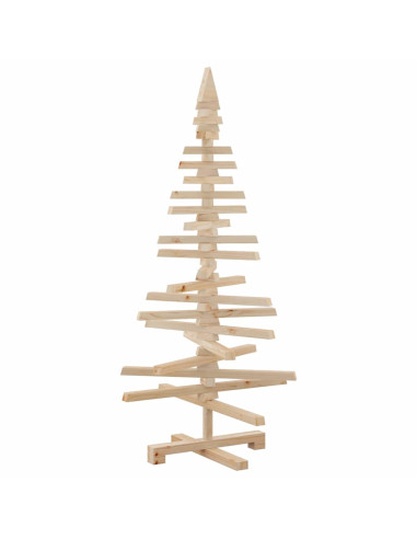 Albero di Natale Decorativo in Legno 120 cm Legno Massello Pino