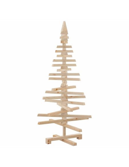 Albero di Natale Decorativo in Legno 120 cm Legno Massello Pino