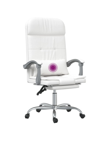 Poltrona da Ufficio Massaggiante Reclinabile Bianca Similpelle