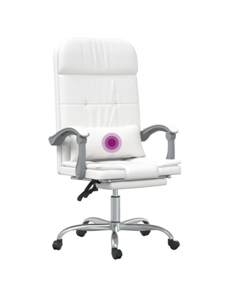 Poltrona da Ufficio Massaggiante Reclinabile Bianca Similpelle