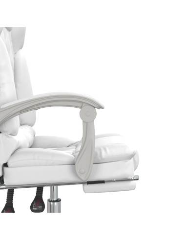Poltrona da Ufficio Massaggiante Reclinabile Bianca Similpelle