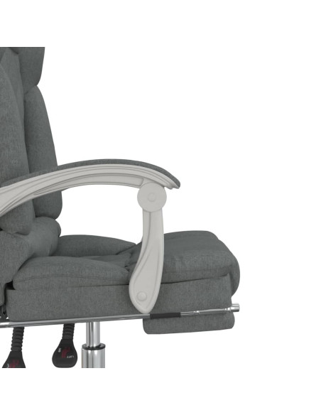 Sedia da Ufficio Massaggio Reclinabile Grigio Scuro in Tessuto