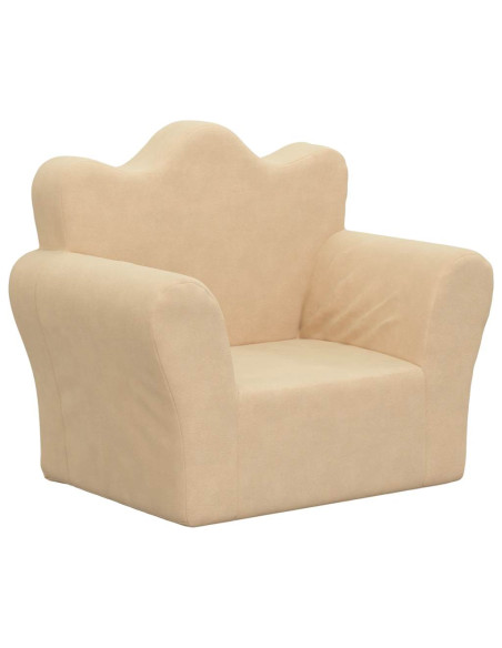 Divano per Bambini Crema in Morbido Peluche