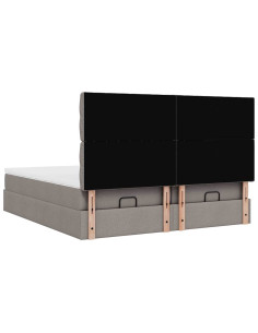 Struttura Letto Pouf con Materassi Tortora 180x200cm in Tessuto