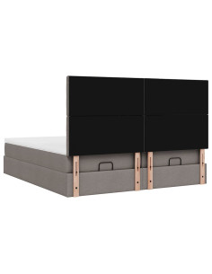 Struttura Letto Pouf con Materassi Tortora 200x200 cm Tessuto