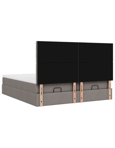 Struttura Letto Pouf con Materassi Tortora 200x200 cm Tessuto