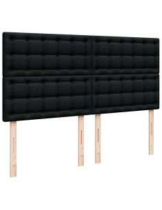 Struttura Letto Pouf con Materassi Nero 200x200 cm in Tessuto