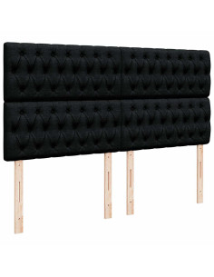 Struttura Letto Pouf con Materassi Nero 200x200 cm in Tessuto