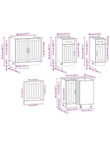 Set Mobili da Cucina 11 pz Kalmar Rovere Sonoma in Truciolato