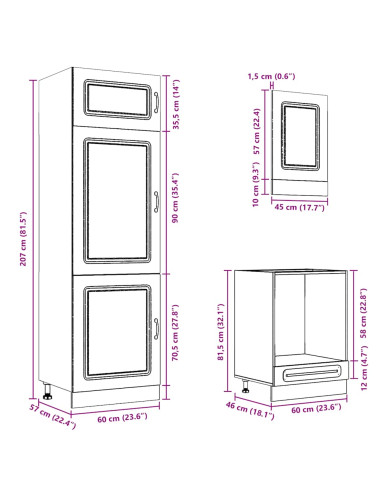 Set Mobili da Cucina 7 pz Kalmar Rovere Marrone in Truciolato